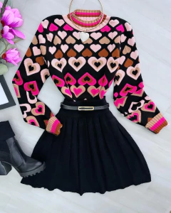 Blusa tricot modal coração