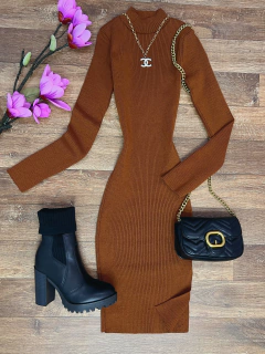 Vestido modal caramelo