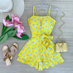 Macaquinho floral amarelo
