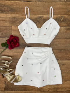 Conjunto alfaiataria branco brilho