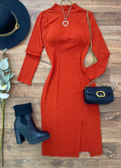 Vestido MIDI canelado Júlia - Glamix 