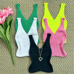 Cropped tricot canelado