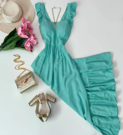 Vestido longo babado