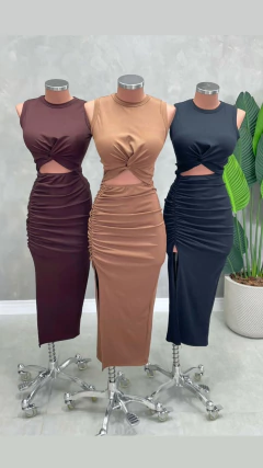 Vestido midi Ribana drapeado - comprar online