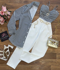 Conjunto camisa e cropped tricoline