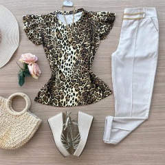 Blusa babado onça - buy online