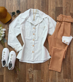 Camisa tricoline risca de giz