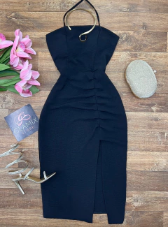 Vestido fenda preto