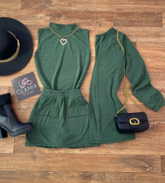 Conjunto 03 peças saia/shorts lãzinha