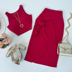 Conjunto canelado vermelho