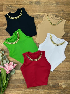 Cropped basic canelado correntes