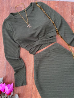 Conjunto Mídi verde militar - comprar online