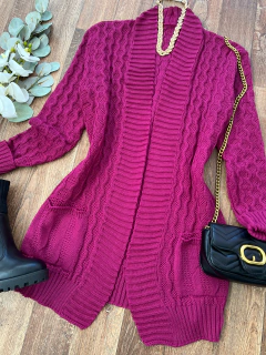 Máxi Cardigan Tricot fúcsia na internet