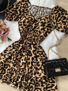 Vestido manga onça - comprar online