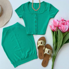 Conjunto canelado botões