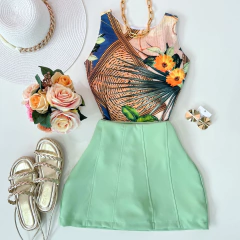 Saia shorts alfaiataria verde