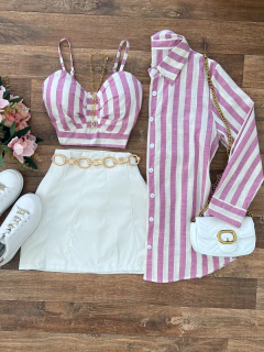 Conjunto camisa e Crooped linho
