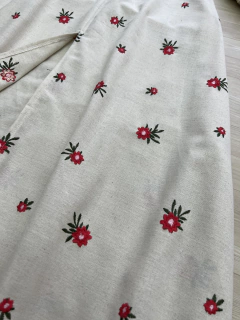 Vestido longo linho bordado - Glamix 