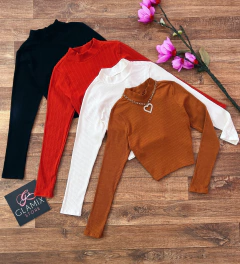 Cropped canelado gola