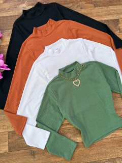 Cropped canelado gola Lia - comprar online