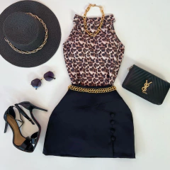 Saia shorts alfaiataria preto