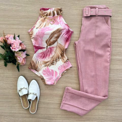 Calça de linho rosê