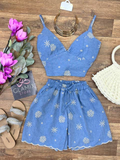 Conjunto jeans bordado