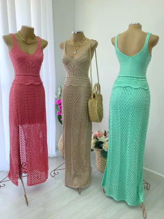 Vestido longo tricot verde na internet