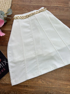 Saia short canelado Off white - Glamix 