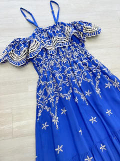 Vestido longo laise azul na internet