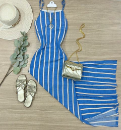 Vestido longo listras