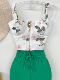 Cropped zíper floral na internet