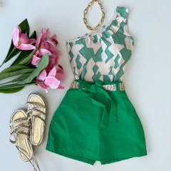 Saia/shorts linho verde
