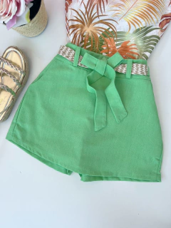 Saia/shorts linho Verde - comprar online