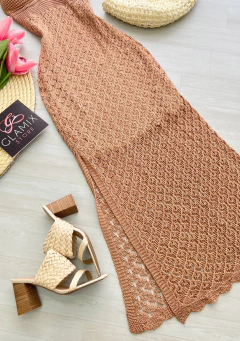 Vestido longo tricot nude - comprar online