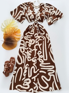 Vestido longo argola manga - comprar online