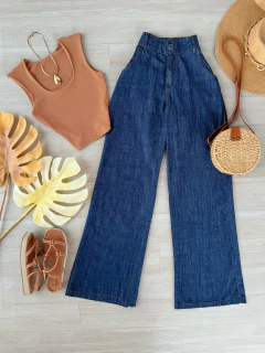 Calça pantalona jeans