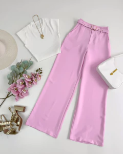 Calça pantalona alfaiataria com cinto - Glamix 