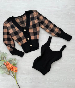 Conjunto tricot xadrez 02 peças na internet