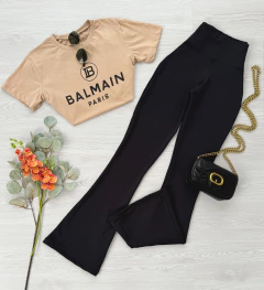 Calça flare flanelada