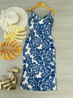 Vestido midi Canelado estampado na internet