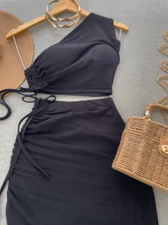 Vestido midi Canelado na internet