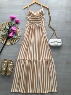 Vestido mídi botões listrado - comprar online