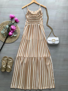 Vestido mídi botões listrado - comprar online
