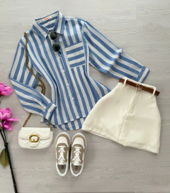 Camisa linho listrada
