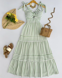 Vestido longo listrado - comprar online