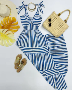 Vestido longo listrado - comprar online