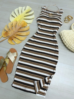 Vestido canelado listrado - comprar online