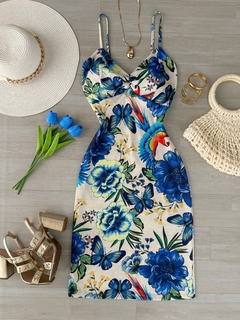 Vestido midi Canelado estampado - (cópia)