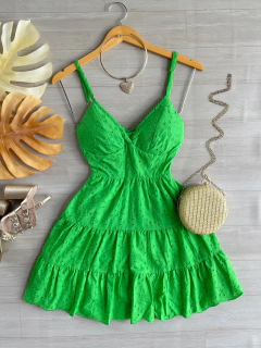 Vestido laise bordado verde